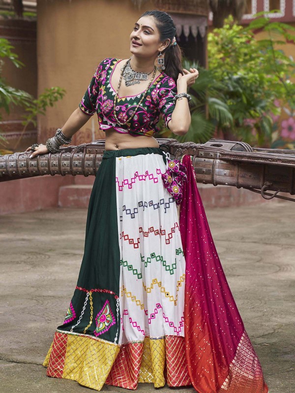 Multicolor Viscose Rayon Readymade Navratri Lehenga Choli